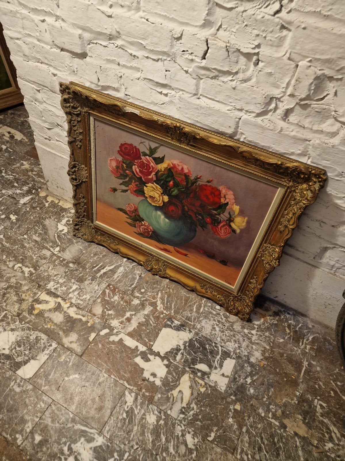 Peinture / Tableau ancien - Bouquet de roses (Signé A. Wetz), Enlèvement, Signé