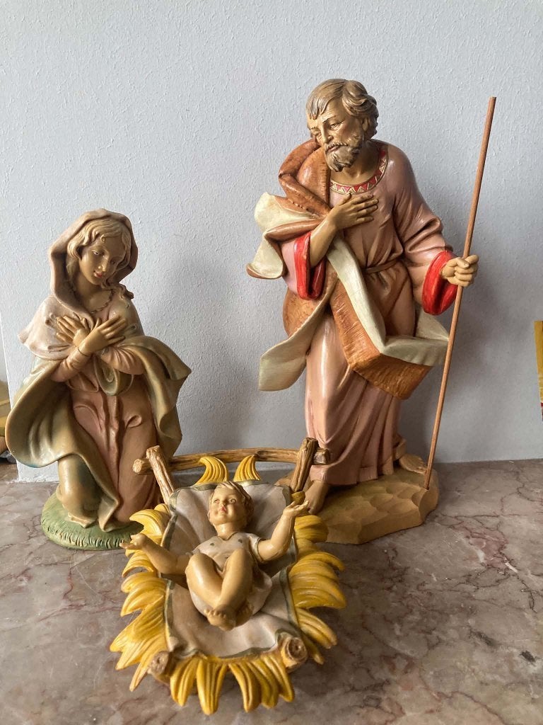 3 grote beelden Kerststal kunststof (29,5 cm), Ophalen of Verzenden, Zo goed als nieuw