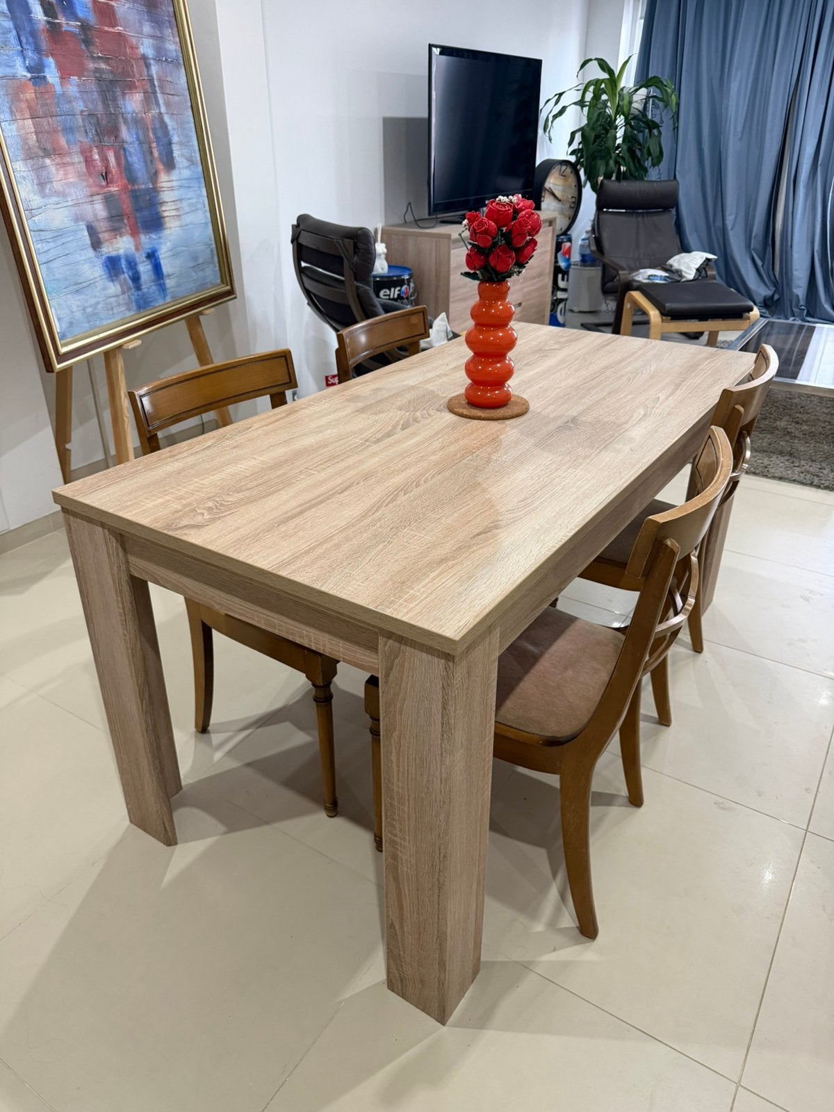 Table à manger JYSK effet chêne, Enlèvement, Utilisé, Chêne