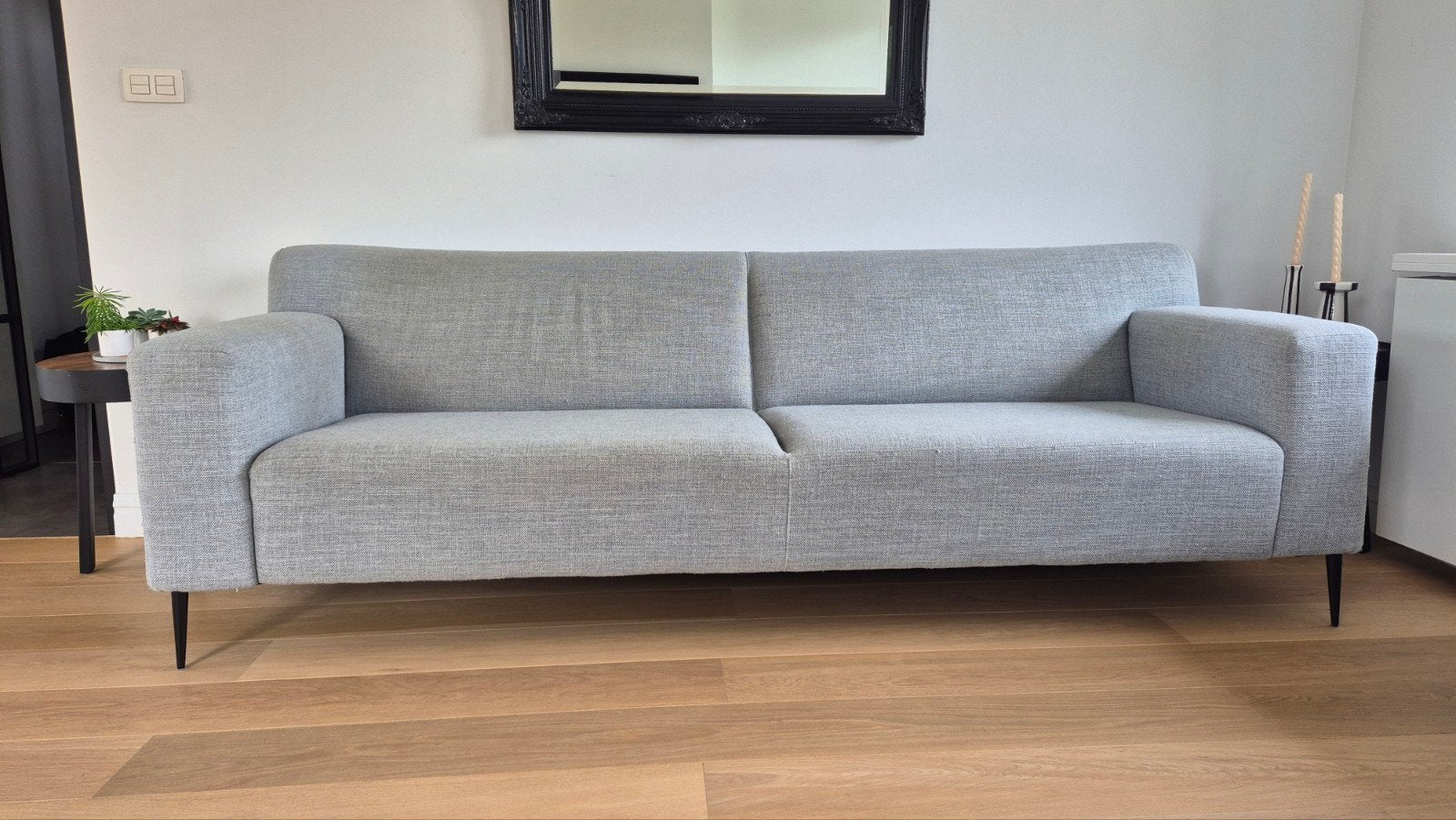 Trendy 3 zit zetel + poef, Huis en Inrichting, Ophalen, Gebruikt, Driepersoons, 75 tot 100 cm
