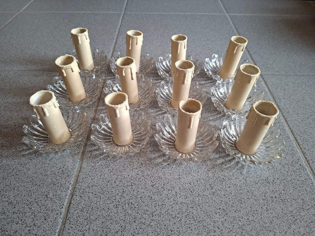 Schaaltjes en kaarsjes voor antieke luchter, Huis en Inrichting, Lampen | Kroonluchters, Ophalen, Zo goed als nieuw, Glas