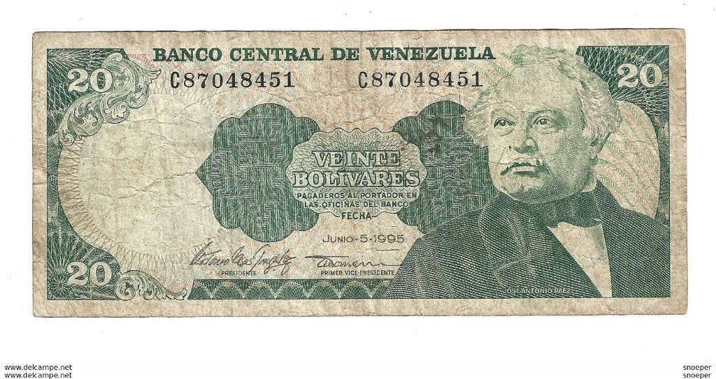 venezuela 20 bolivares 1995 63e, Timbres & Monnaies, Billets de banque | Amérique, Envoi, Amérique du Sud, Billets en vrac