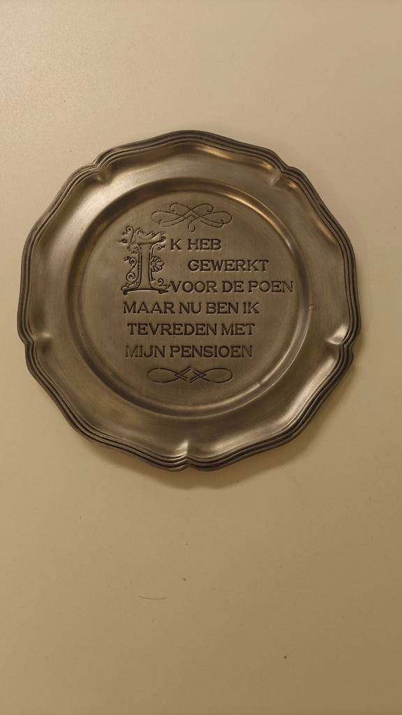 Vintage Tinnen Bord (92% Tin), Antiek en Kunst, Antiek | Tin, Ophalen