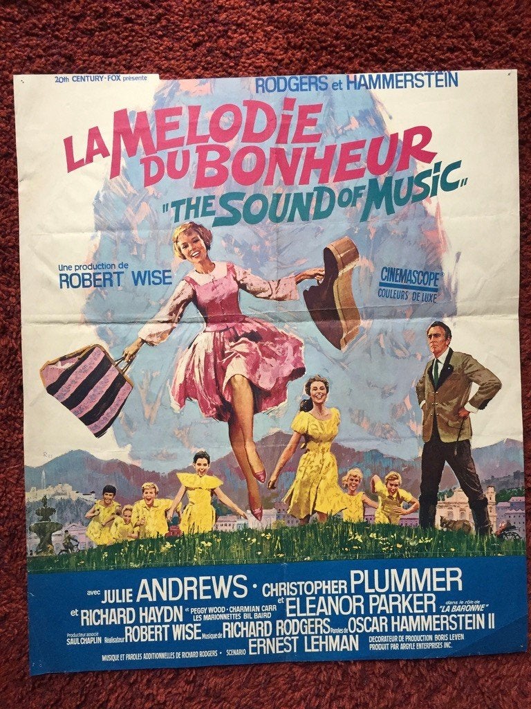 Affichette originale " LA MELODIE DU BONHEUR ", Collections, Enlèvement, Utilisé, Rectangulaire vertical