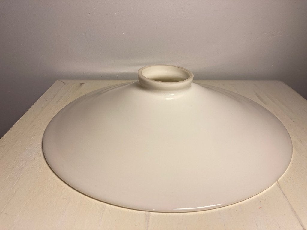Antieke witte opaline melkglas lampenkappen - 3 stuks 26 cm, Antiek en Kunst, Ophalen of Verzenden