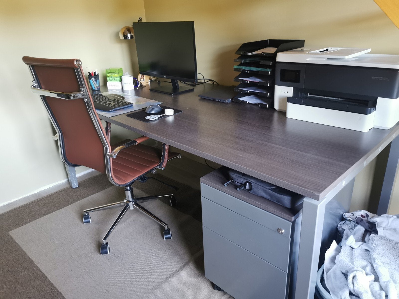 bureau met ladenblok en bureaustoel.alles in goede staat., Enlèvement, Comme neuf, 100 cm, 200 cm