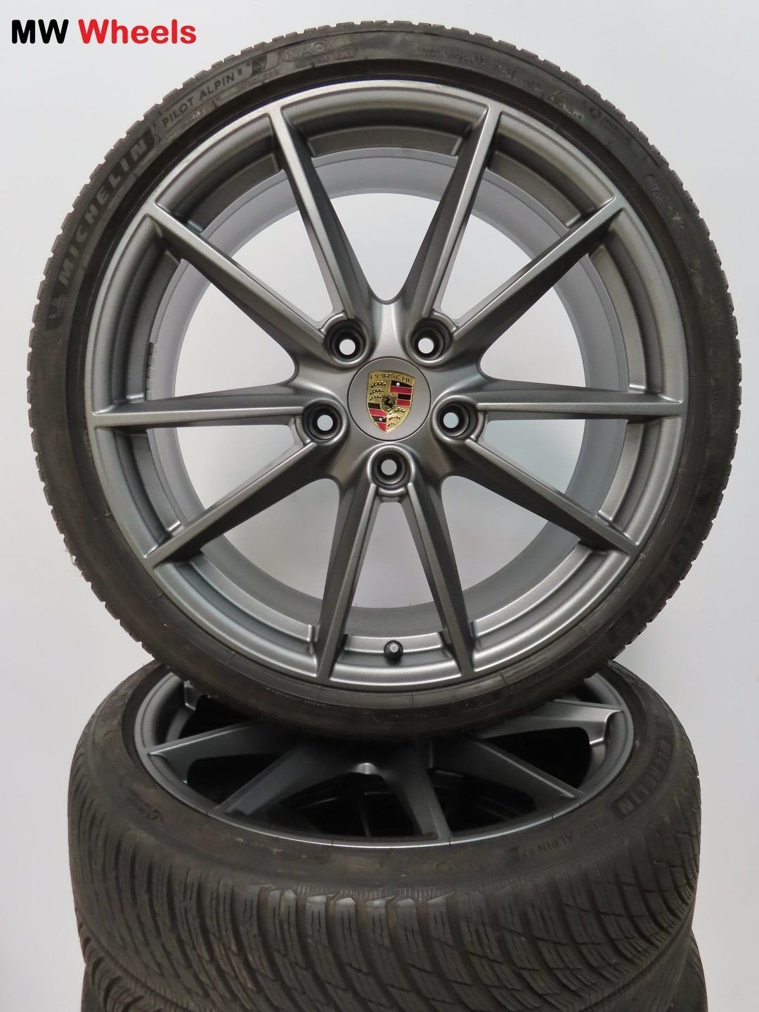 Porsche 21 inch Origineel velgen 911 992 met winterbanden, -, -, Banden en Velgen, 20 inch