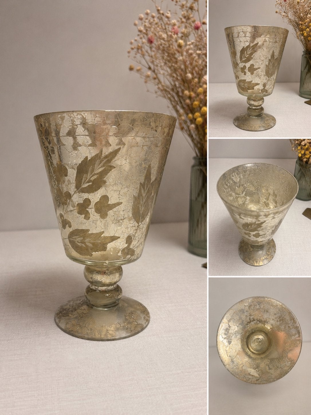 Vase calice vintage en verre au mercure, Antiquités & Art, Antiquités | Vases, Enlèvement ou Envoi