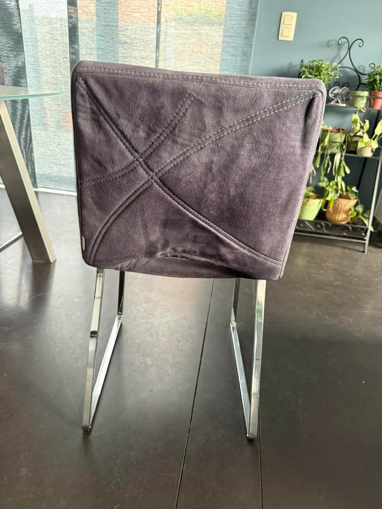 6 eetkamerstoelen antraciet Xoon, Ophalen, Gebruikt, Grijs, Stof