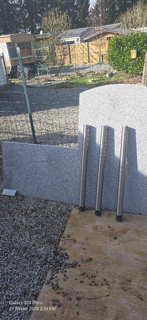 Keukenblad met 3 granieten poten van 3 cm, Ophalen, Gebruikt, Overige kleuren, 100 tot 150 cm