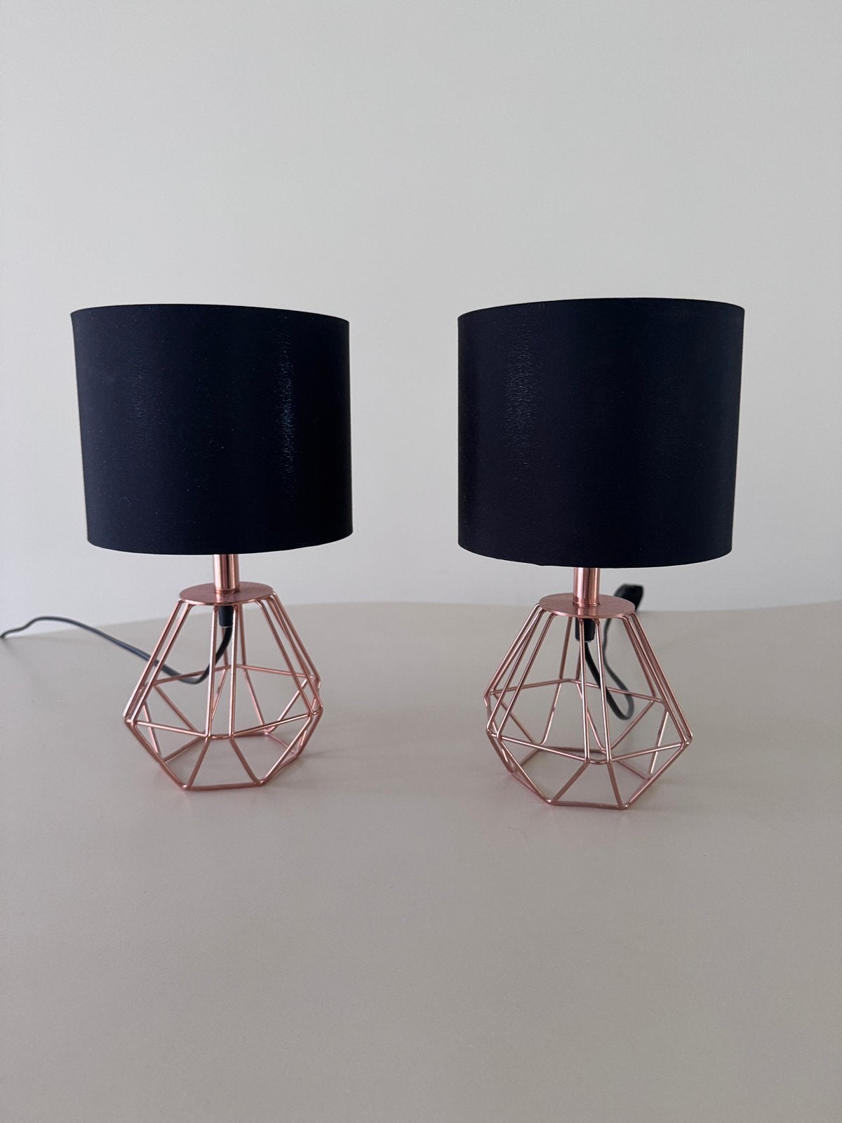 Set van 2 nachtlampen – zwart & koper, Maison & Meubles, Lampes | Abat-jour, Enlèvement, Comme neuf, Noir