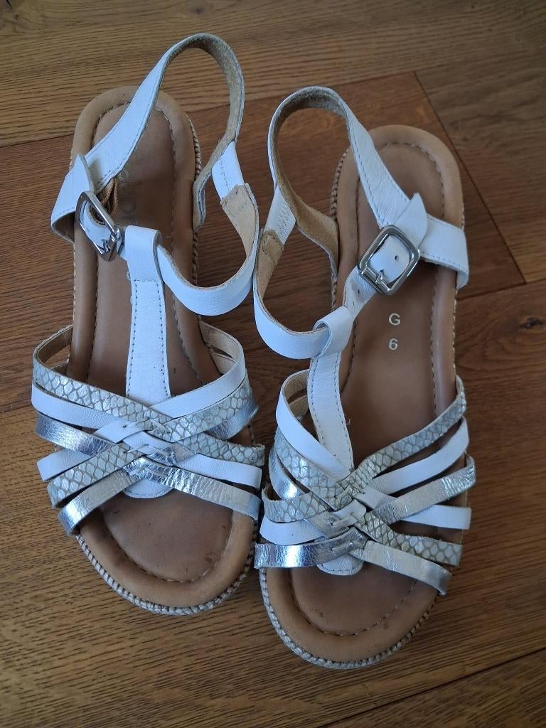 Gabor sandalen wit grijs, maat 39 , maat 6, Wit, Gabor, Zo goed als nieuw, Sandalen of Muiltjes