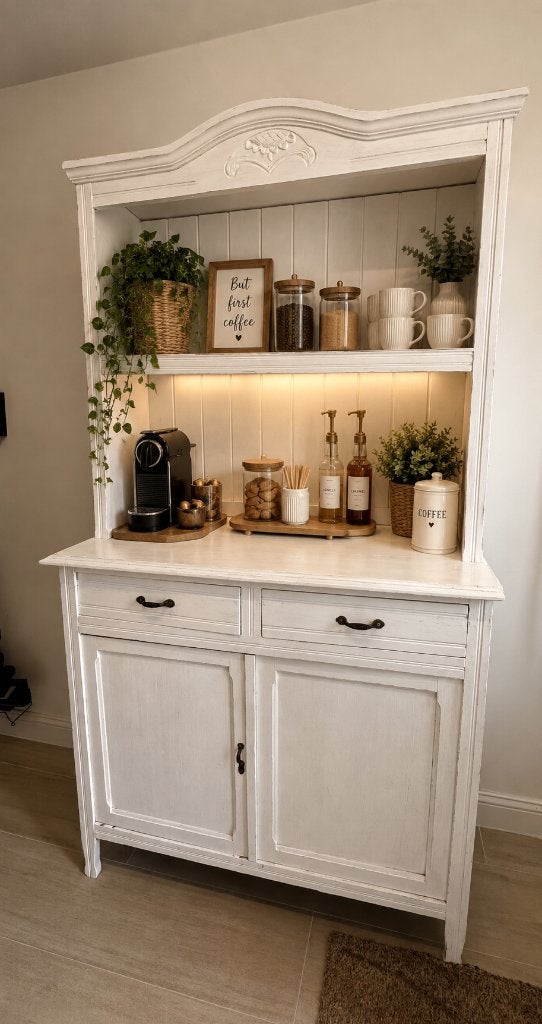Landelijke witte Buffetkast / koffie- of wasstation, Huis en Inrichting, Ophalen, Met deur(en)