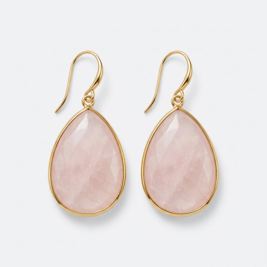 roze quartz oorbellen, Bijoux, Sacs & Beauté, Neuf, Rose, Pendantes, Envoi