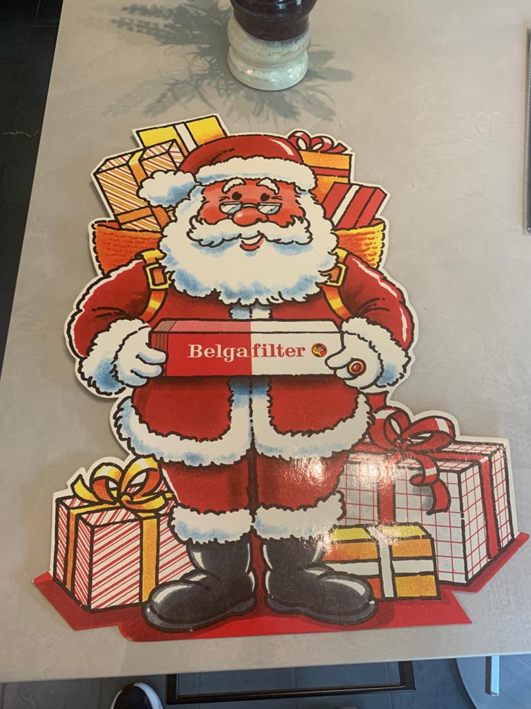 Nieuw - groot reclamebord Belga - kerstman - karton bord, Verzamelen, Ophalen of Verzenden, Reclamebord