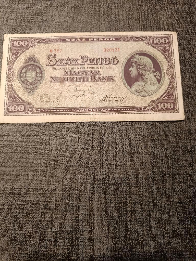 Bankbiljet Hongarije. Száz Pengö. 100 Pengö., Postzegels en Munten, Ophalen of Verzenden, Hongarije, Los biljet