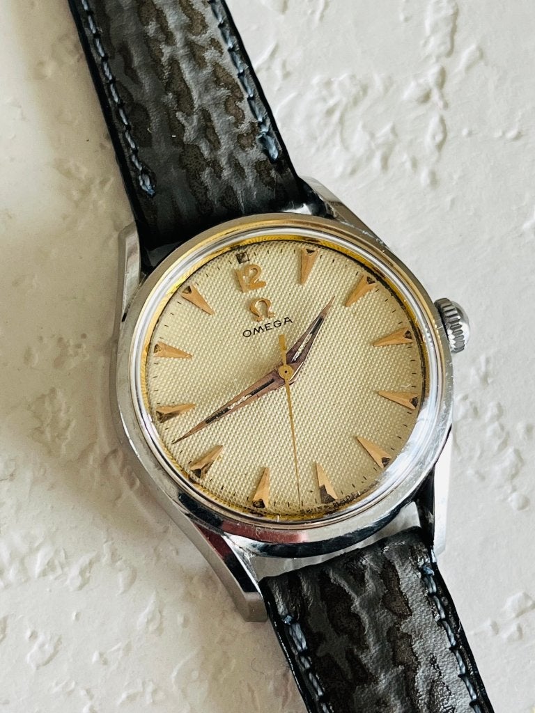 Vintage Omega waffle / Honeycomb dial horloge, Handtassen en Accessoires, Horloges | Heren, Staal, Polshorloge, Ophalen of Verzenden