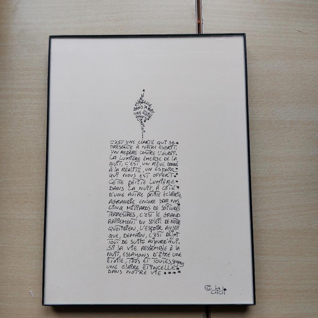 Cadre avec texte en forme de bougie, Suspension murale, 18 cm, Jaune, 24 cm