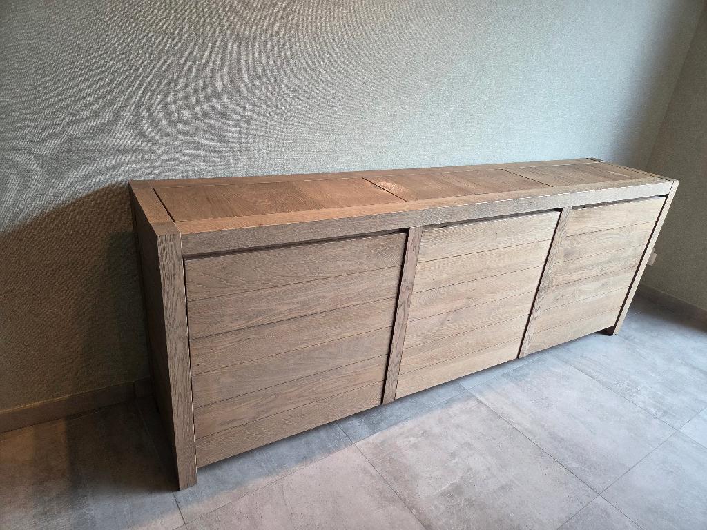 Houten Dressoir - Massief Eik, Ophalen, Eikenhout, 200 cm of meer, Modern