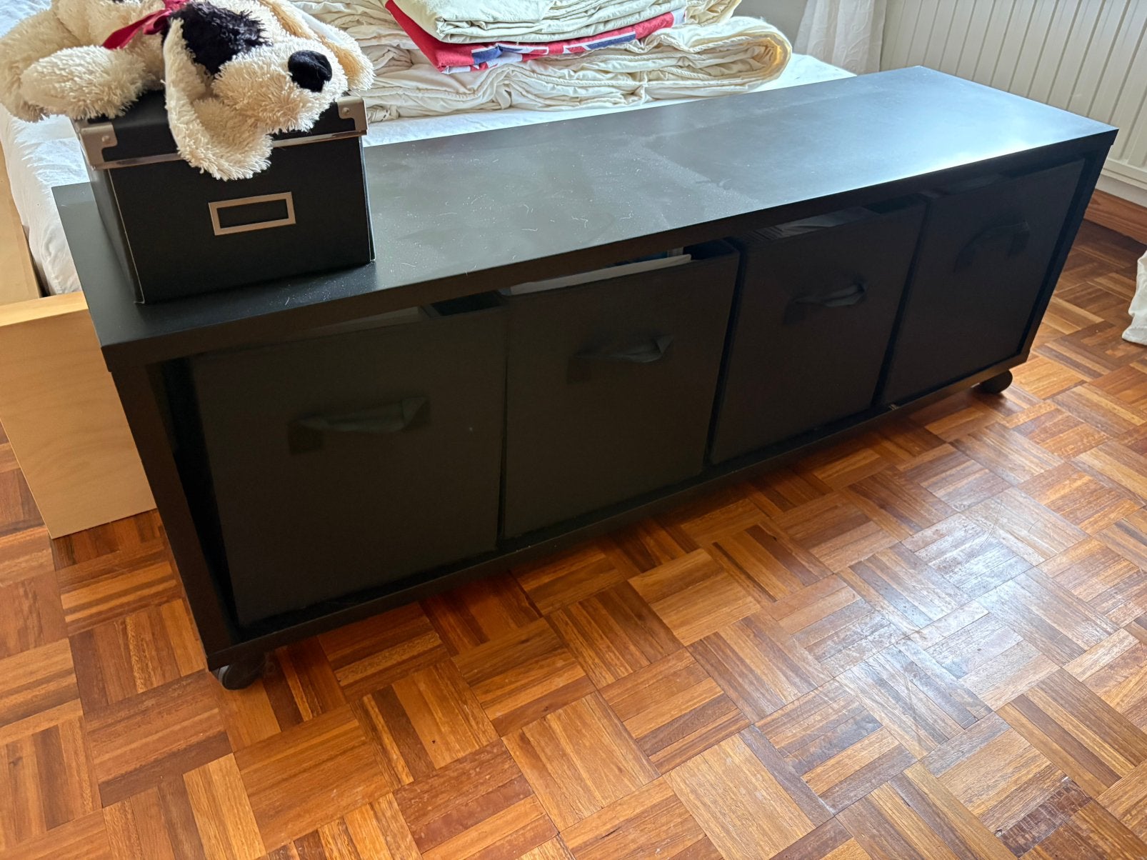 Armoire noire avec paniers Ikea, Maison & Meubles, Enlèvement, Utilisé