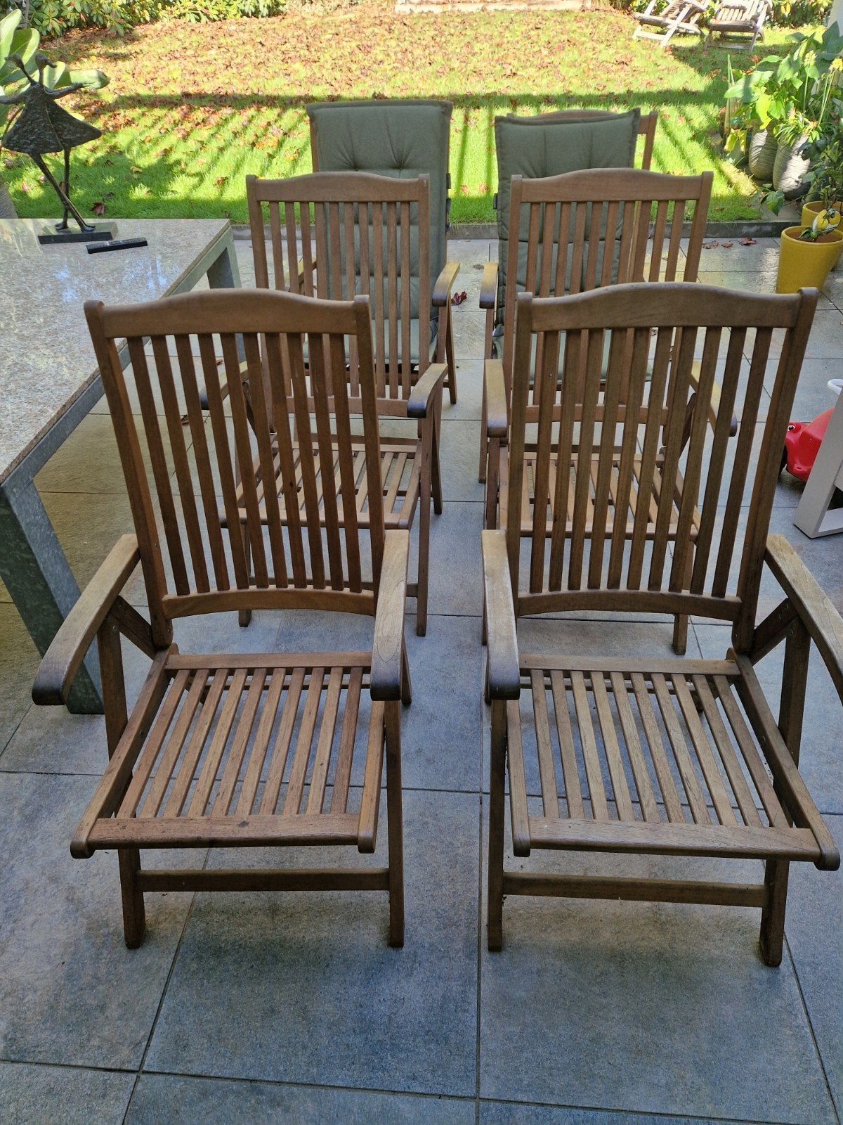 6 stuks tuinstoel teak, Ophalen, Gebruikt, Hout, Inklapbaar