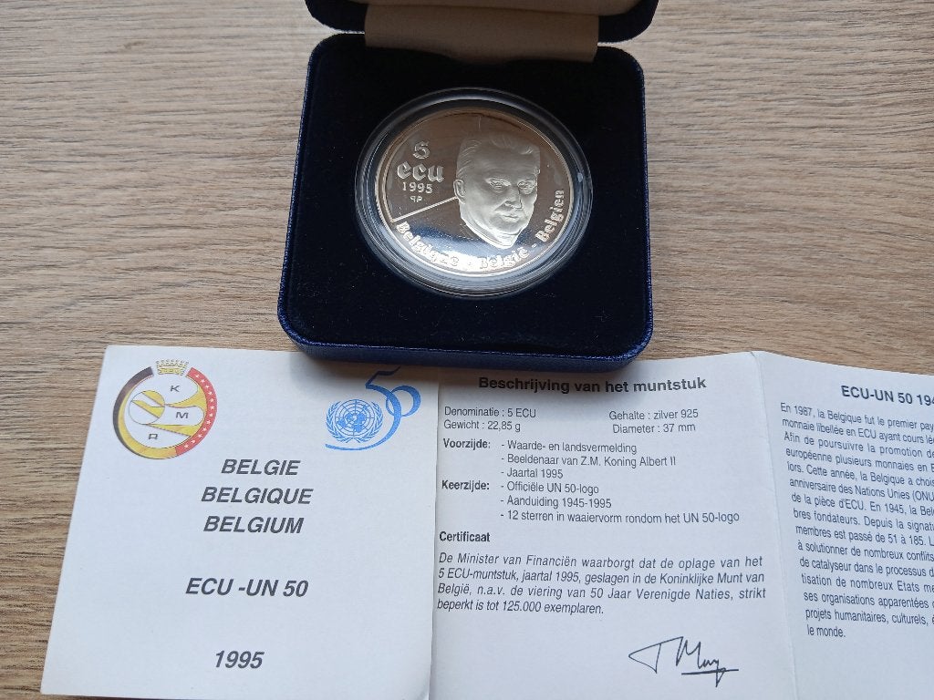 Albert II 5 ECU 1995 in origineel doosje, Postzegels en Munten, Munten | België, Ophalen of Verzenden, Zilver, Zilver