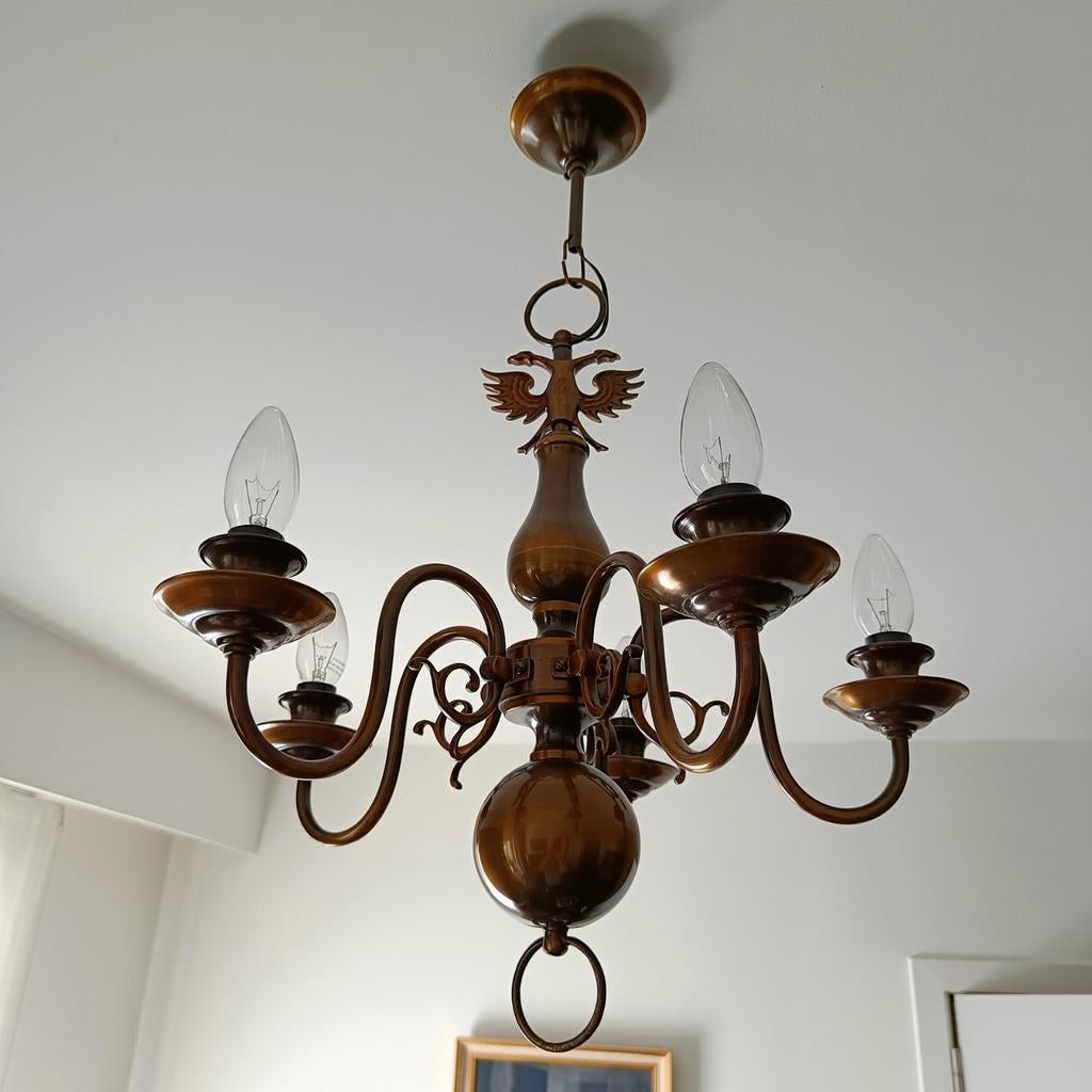Luster met 5 armen., Huis en Inrichting, Ophalen, Gebruikt, Metaal