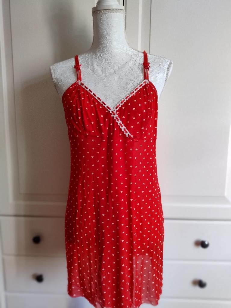 Nuisette transparente rouge L, Sans marque, Verzenden, Rood, Nachtkleding