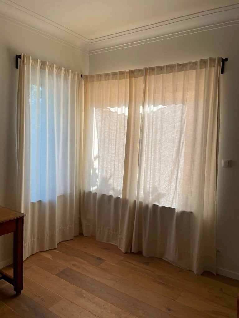 Ikea lenda gordijnen ecru 3 stuks, 300 cm, Accessoires de montage inclus, Comme neuf, Enlèvement