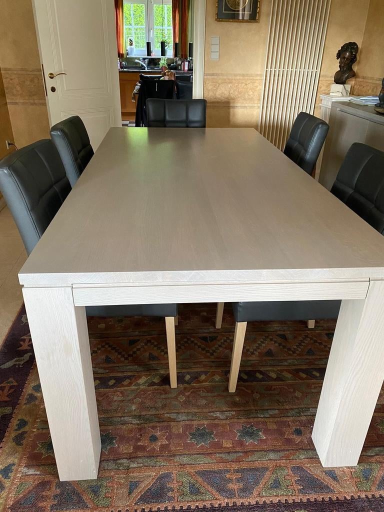 Table à manger réversible en chêne massif avec 6 chaises, Enlèvement