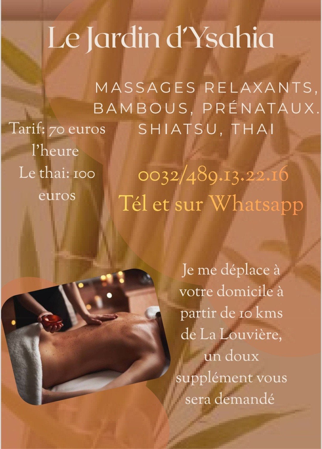 massage pour h et f  tel pour rv 0489132216