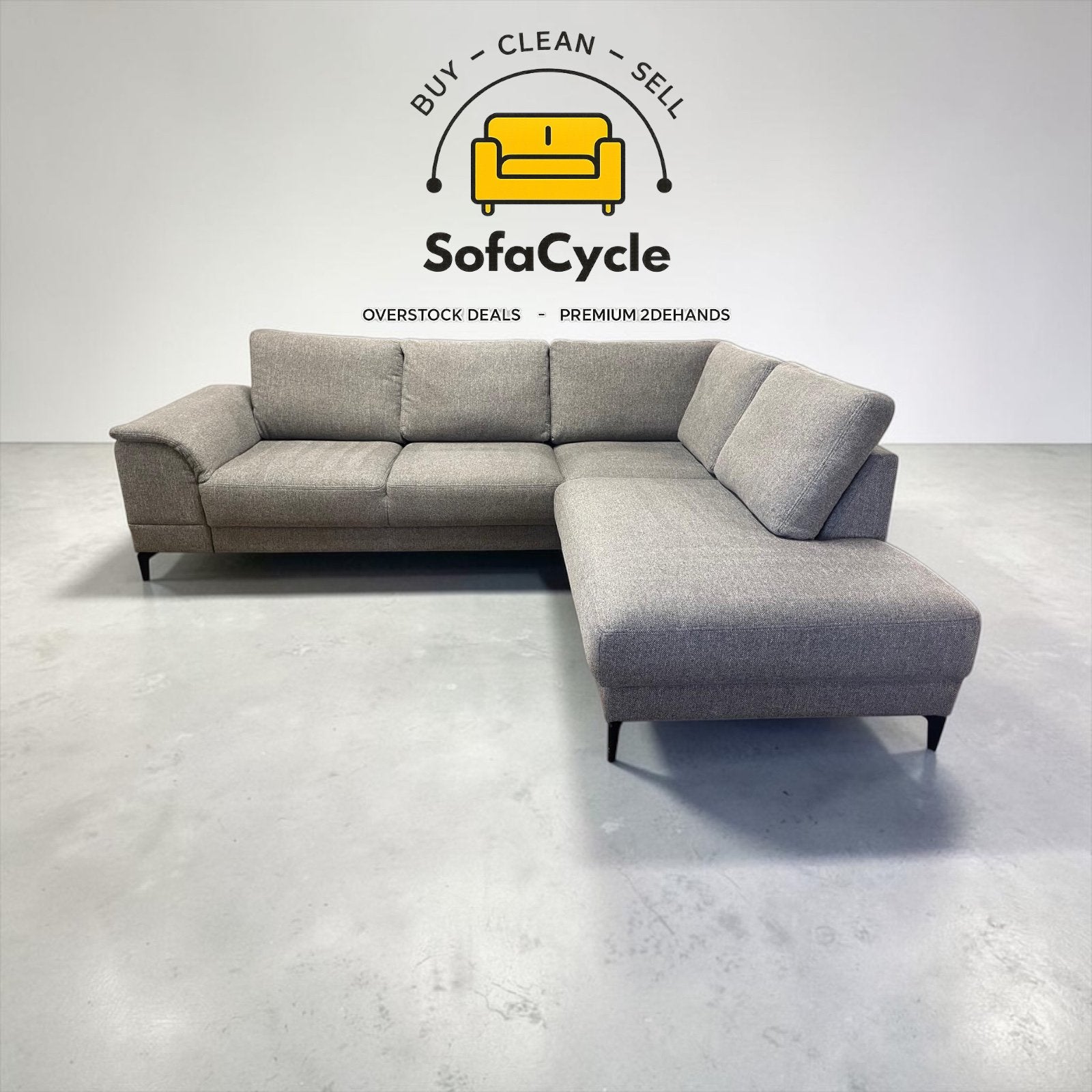 Grijze Hoeksalon in Topstaat - LEVERING AAN HUIS!, Huis en Inrichting, Ophalen of Verzenden, Stof, SofaCycle, Info@sofacycle.be