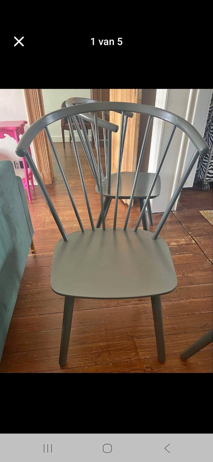 5 Design spijlenstoelen, Huis en Inrichting, Stoelen, Eén, Hout, Ophalen