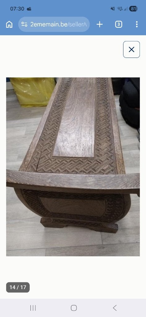 Ancien meuble coffre original sculpté, 100 à 150 cm, Enlèvement, Utilisé, 50 à 75 cm