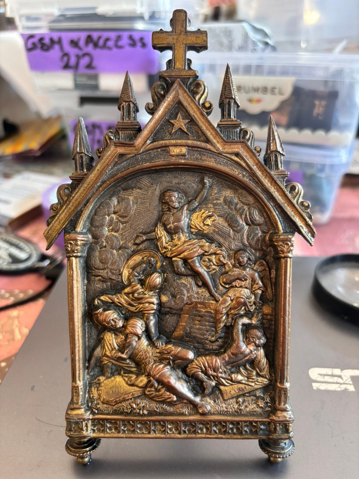 Neogotisch reisaltaar, huisaltaar G. Leleu, Antiek en Kunst, Ophalen of Verzenden