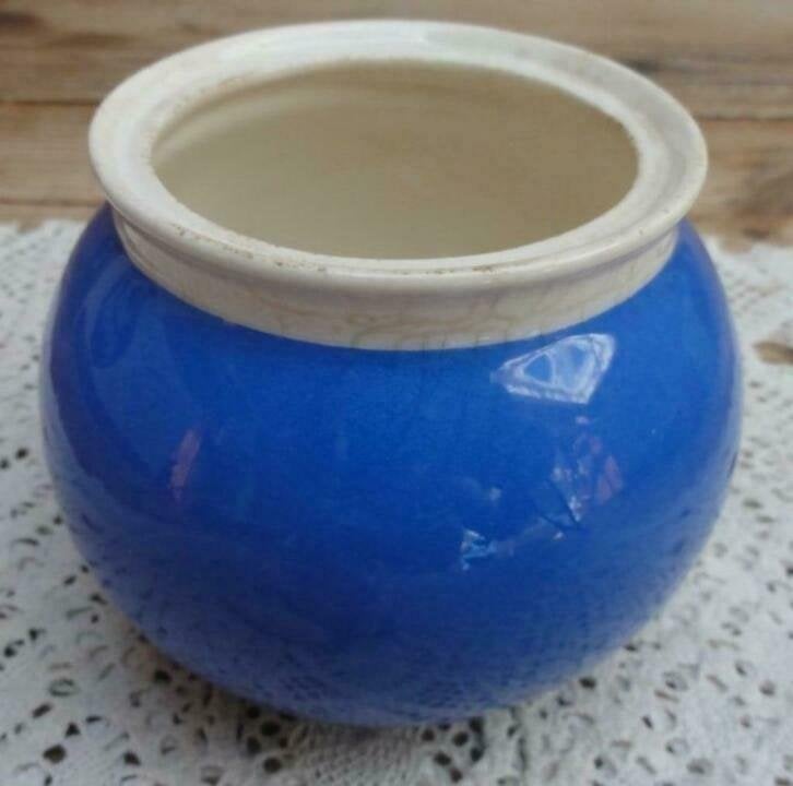 Doorleefd blauw suikerpotje, Villeroy & Boch Mettlach, Enlèvement ou Envoi