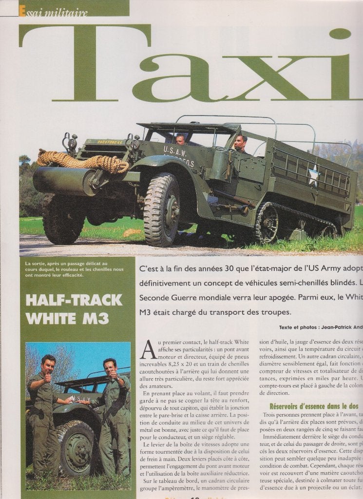 Vehicule Militaire de collection Half Track White M3, Envoi, Armée de terre