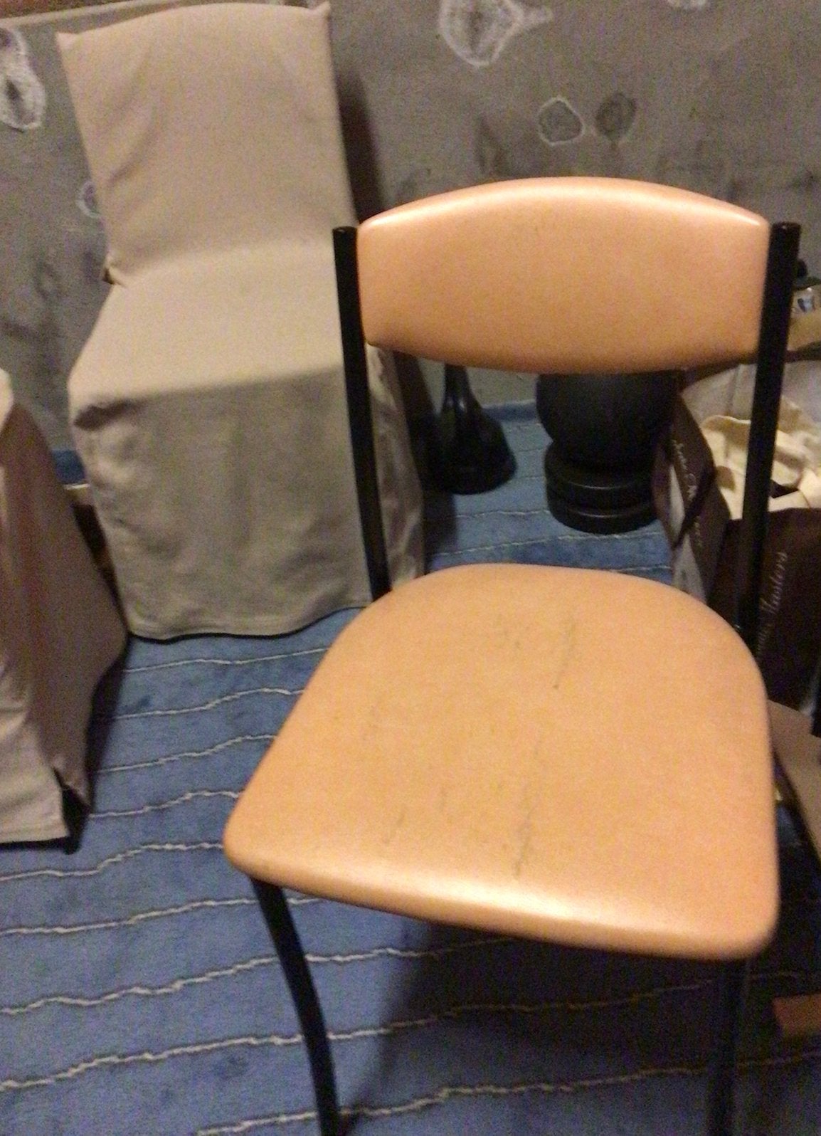 4 keukenstoelen met overtrek hoes, Ophalen, Gebruikt, Bruin, Vier