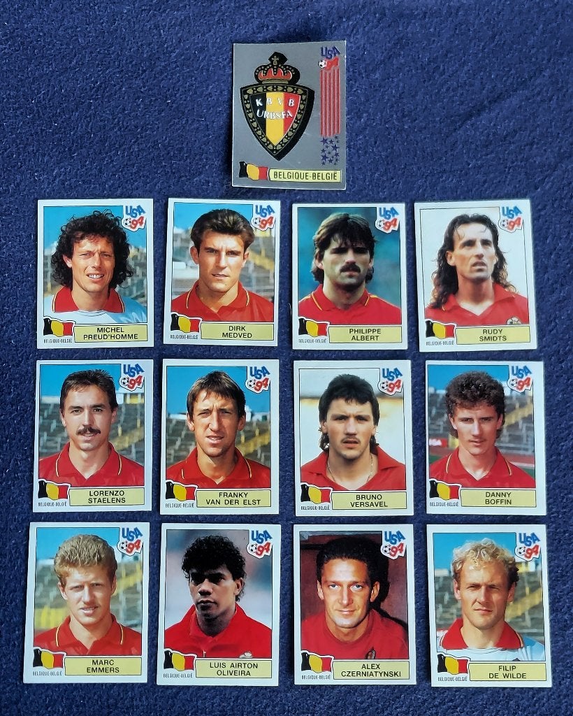 13 versch. Panini stickers voetbal ' WK USA 1994 - België ', Ophalen of Verzenden, Nieuw, Meerdere stickers