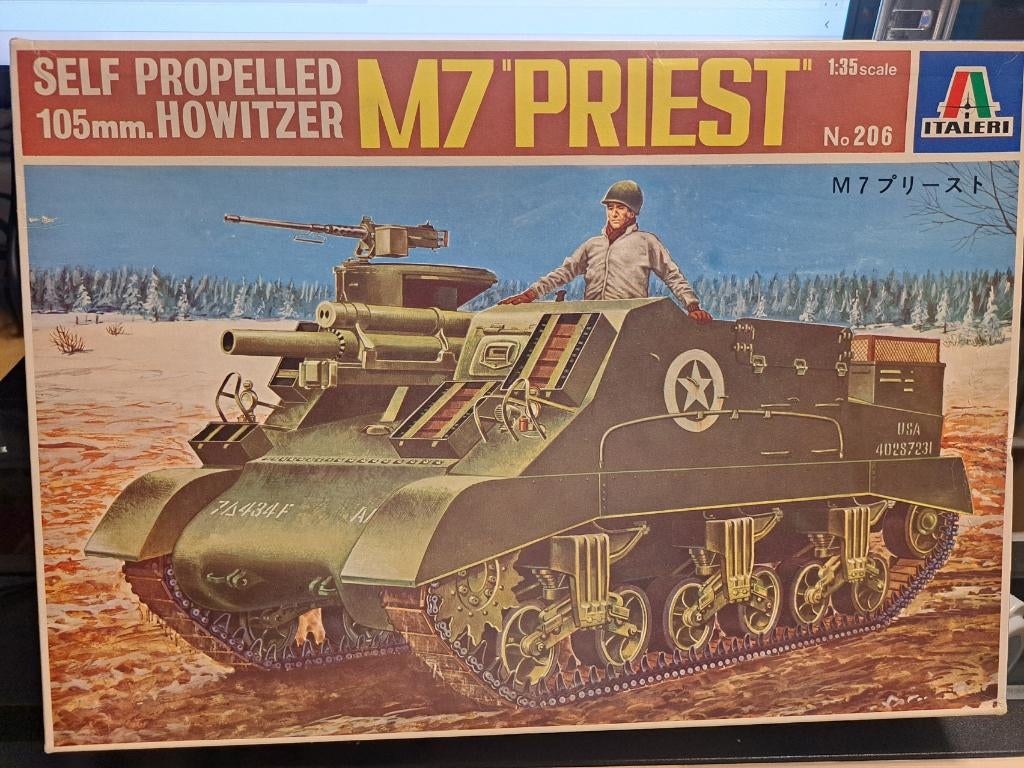Italeri | Nr. 206 | 1:35 - 105mm Howitzer M7 "Priest" (1980), Hobby en Vrije tijd, Modelbouw | Auto's en Voertuigen, Tank, Italeri