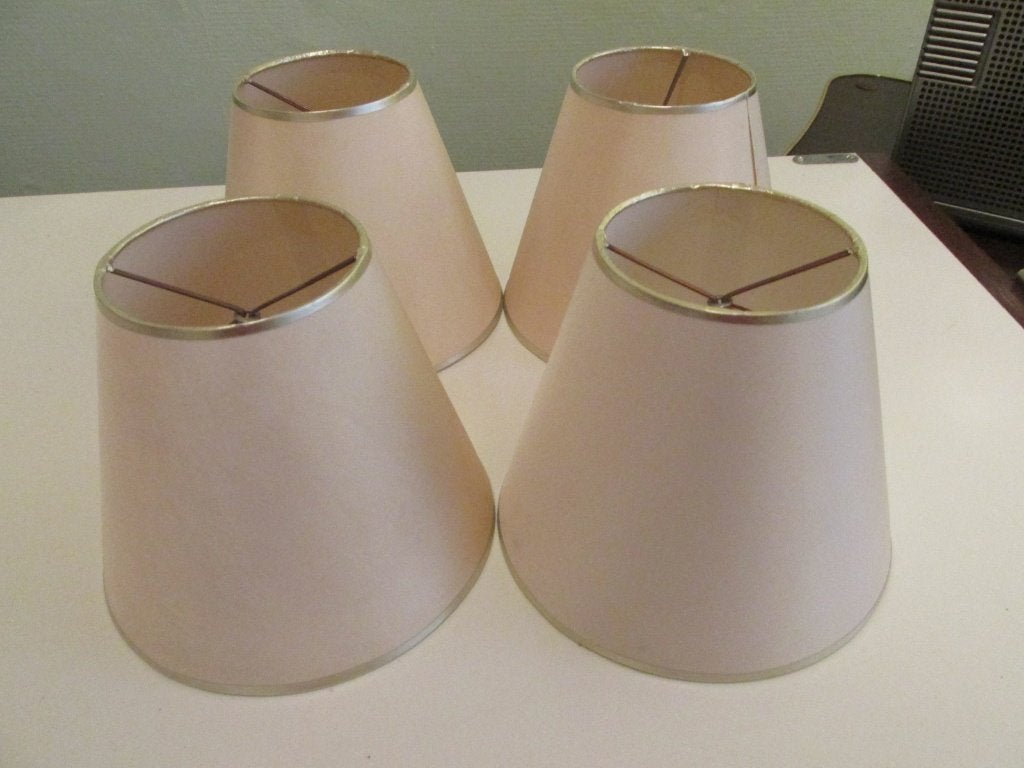 Abat-jours beige bords dorés (lot de 4), Beige, Autres types, Enlèvement, Utilisé