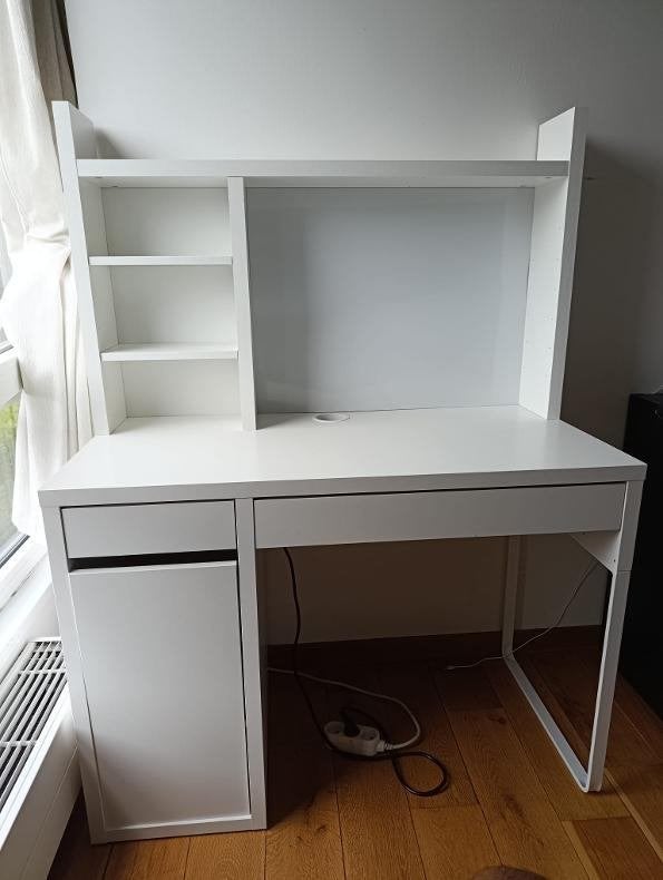 Bureau IKEA MICKE blanc 10550cm + Option chaise, Maison & Meubles, 105 cm, Bureau d'écolier, Classique, 50 cm