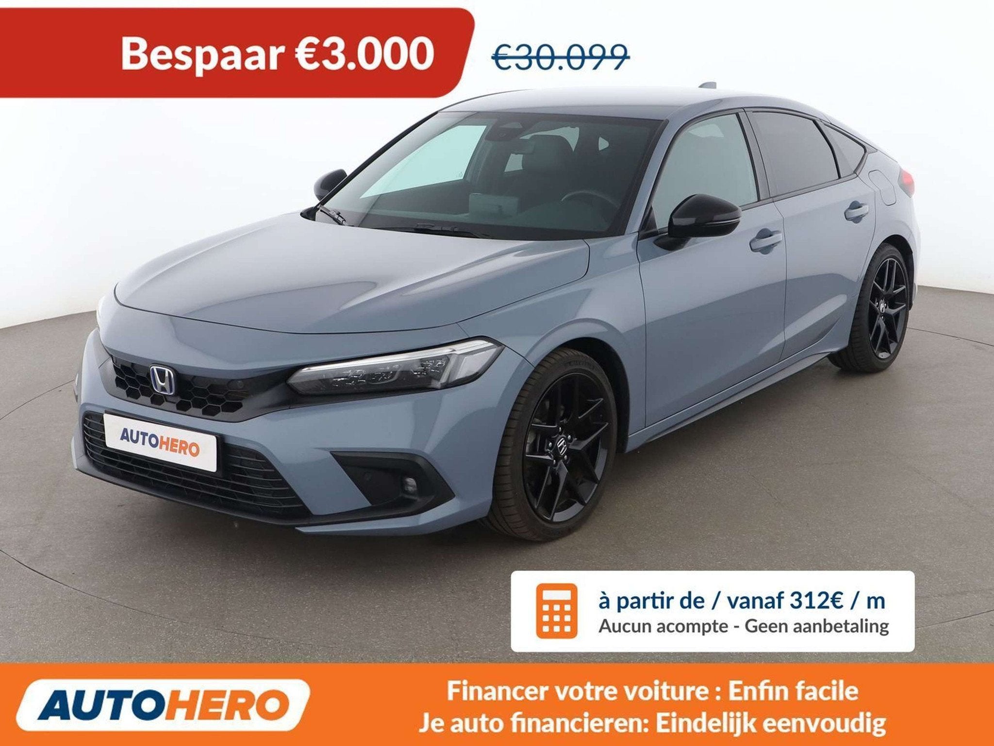 Honda Civic 2.0 e:HEV Sport (année de construction 2023), Autos, Argent ou Gris, Achat, 135 kW, Noir