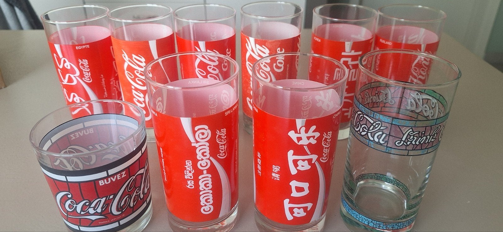 Lot unieke vintage coca cola glazen, Collections, Verres & Petits Verres, Enlèvement