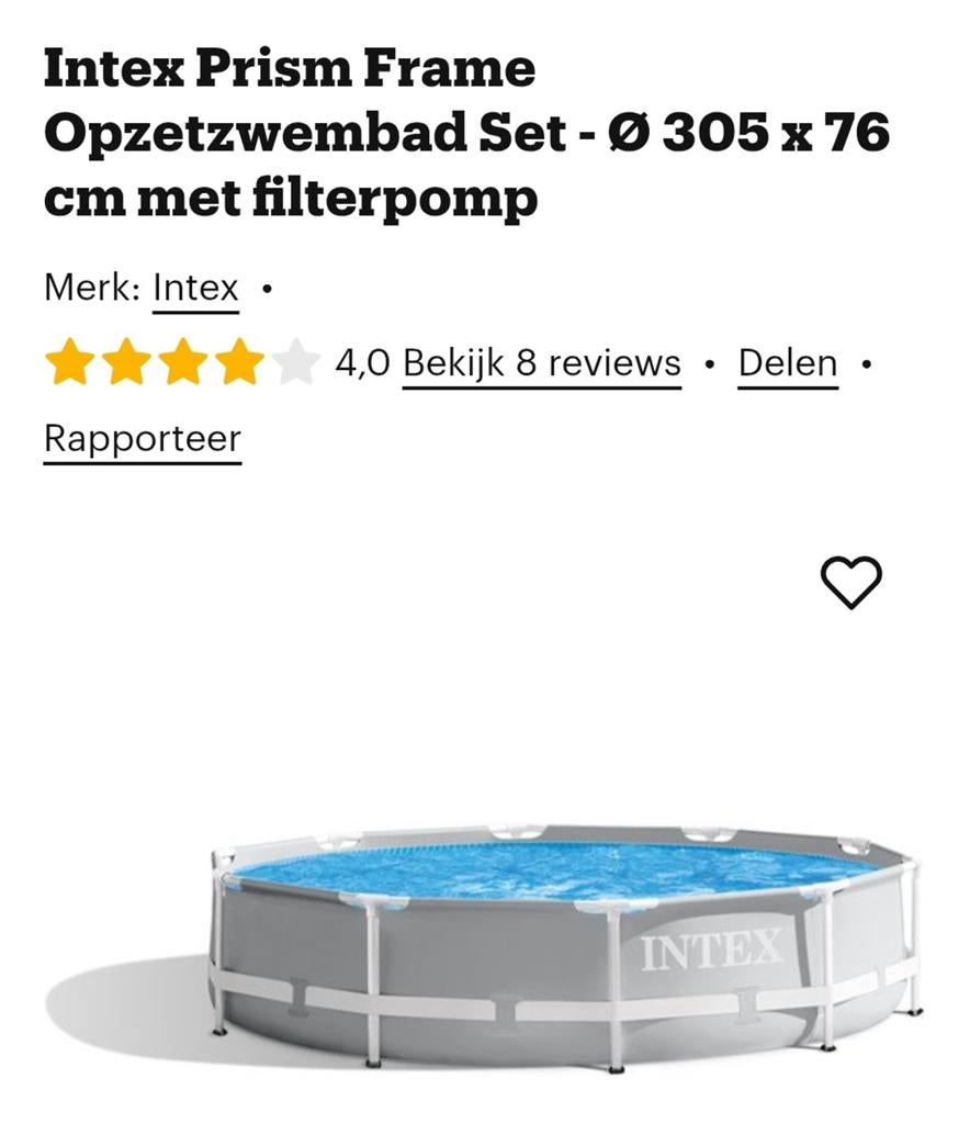 Intex zwembad, Ophalen