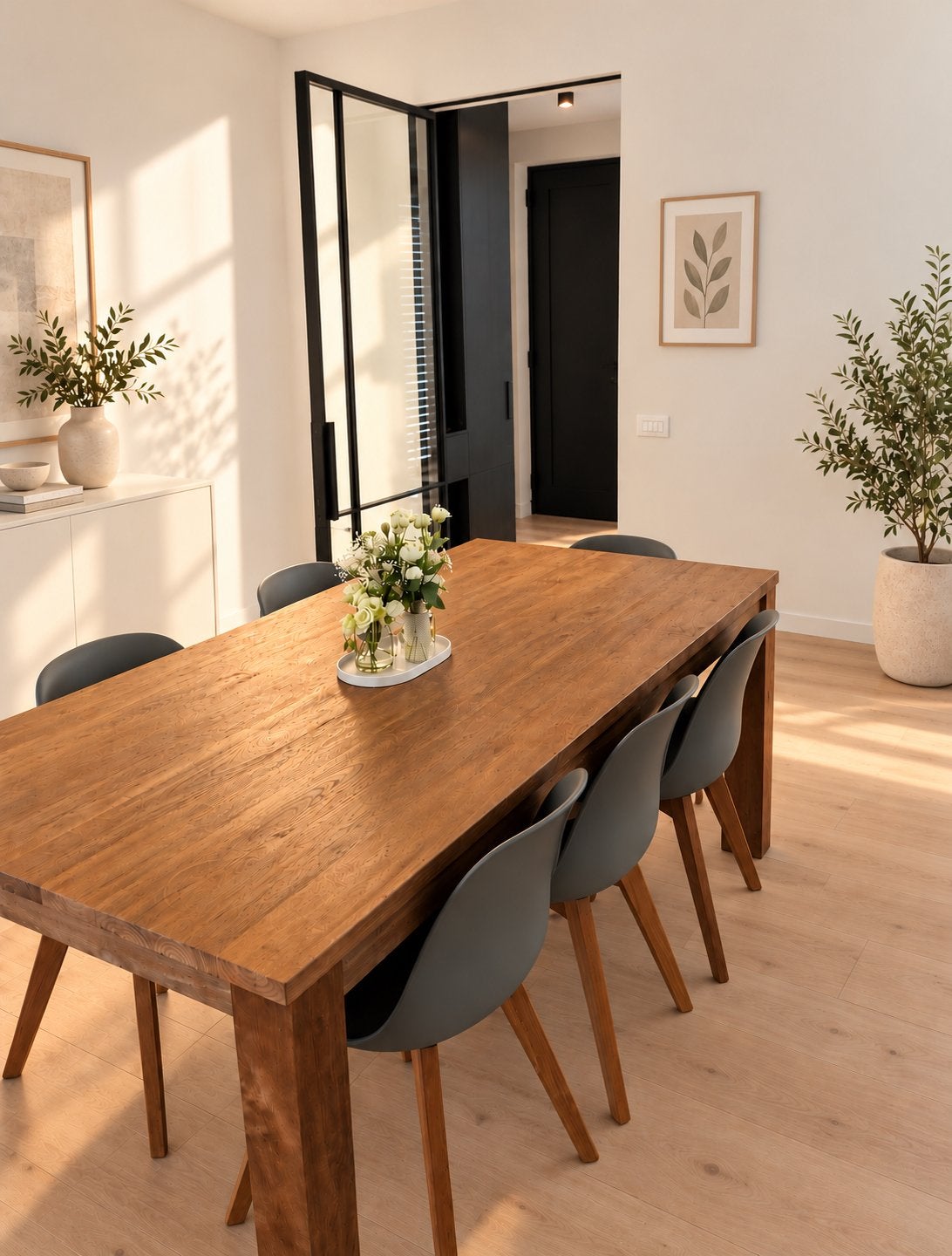 Eettafel met 8 stoelen (teak), Huis en Inrichting, Ophalen, Gebruikt, 100 tot 150 cm, Teakhout