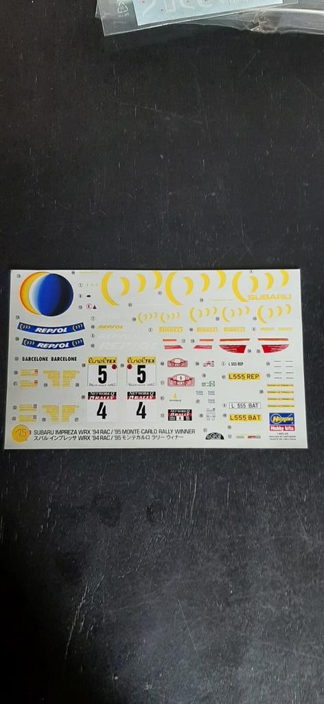 Decals Subaru impreza WRX  1/24, Ophalen of Verzenden