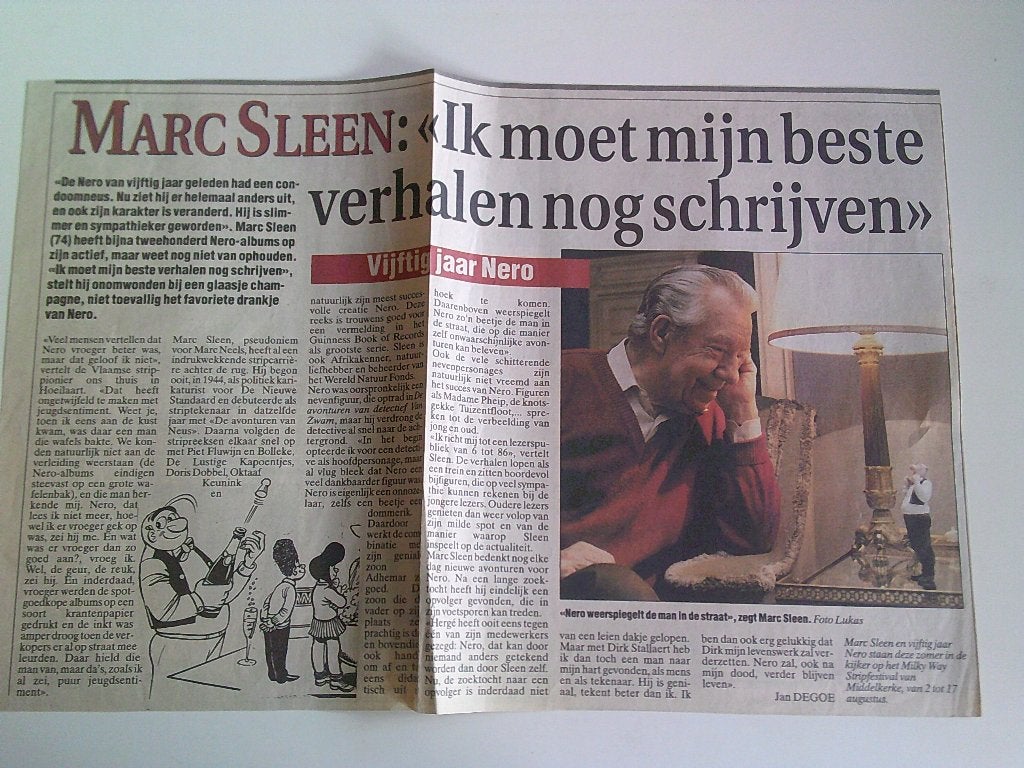Kranten knipsel Marc Sleen ., Verzamelen, Ophalen of Verzenden