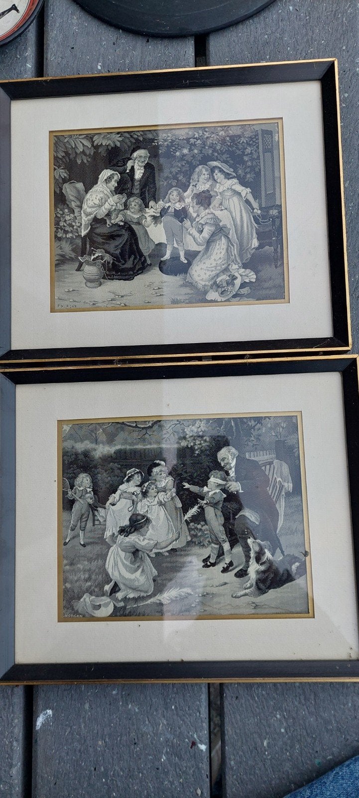 2 schillderijen van Frederick Morgan in zwart-wit, Antiek en Kunst, Ophalen