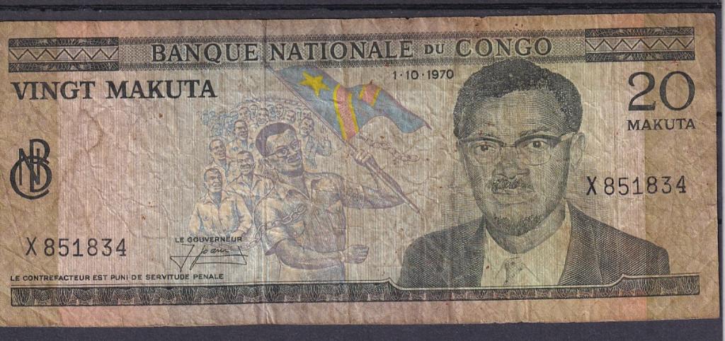 Congo 20 makuta 1970 VG Rare, Ophalen of Verzenden, Overige landen, Los biljet